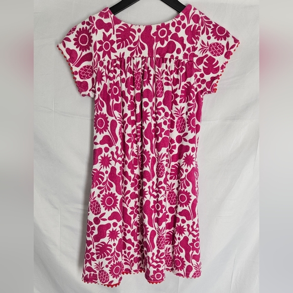 Mini Boden Toweling Dress Fuchsia and White Floral Print Dress Size 9-10 Y - Picture 3 of 6